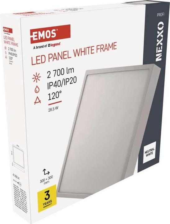 Produktbild Emos LED-Anbauleuchte NEXXO, quadratisch, weiss, 28,5W,Neutral Weiss (2700 lm)