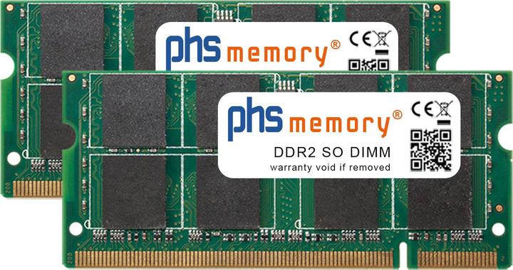 Image du produit PHS-memory 4Go (2x2Go) Kit mémoire RAM pour Intel D510MO DDR2 SO DIMM 800MHz PC2-6400S (Intel D510MO, 2 x 2GB)