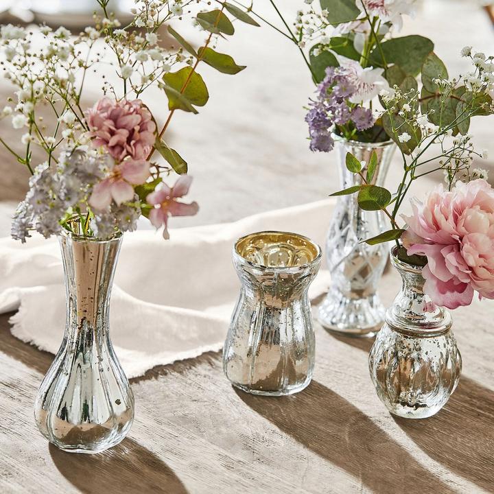 Produktbild Loberon Deko-Vase 4er Set Maelie antiksilber (4 x)