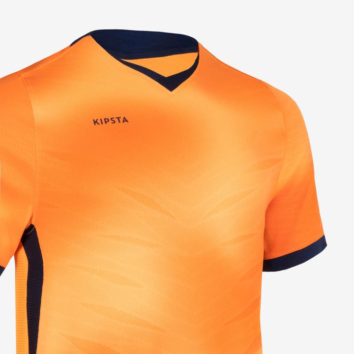Image du produit Kipsta Maillot de football à manches courtes homme/femme - CLR orange/bleu marine (XS)