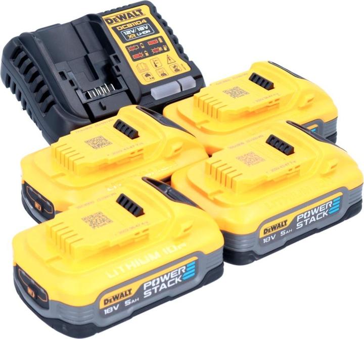 Produktbild DeWalt DCB 1104 H4 Akku Starter Set 12 V / 18 V 4x Powerstack Akku 5,0 Ah + DCB 1104 Ladegerät (18 V)