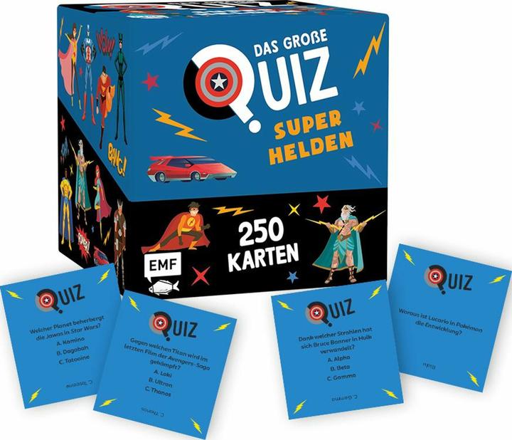 Actual product image Card box: The big quiz - Superheroes (German)