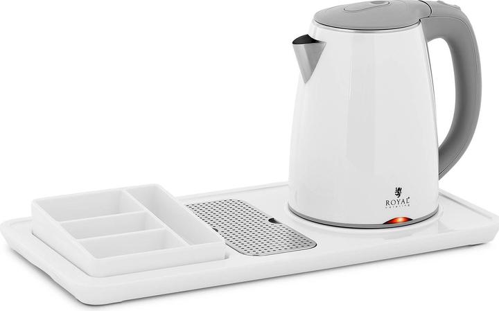 Actual product image Royal Catering Professioneller Hotel-Wasserkocher weiss 1,2 L 1800 W mit Kaffee- und Teestation (1.20 l)