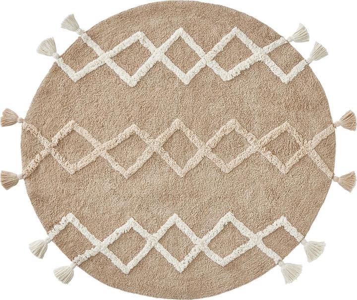 Vertbaudet Runder Kinderzimmer Teppich mit Pompons, Berber-Stil (110 x 110 cm)