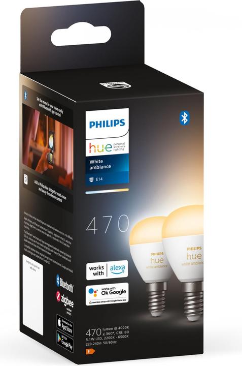 Immagine prodotto Philips Hue Lampadario White Ambiance (E14, 5.10 W, 470 lm, 2 x, F)