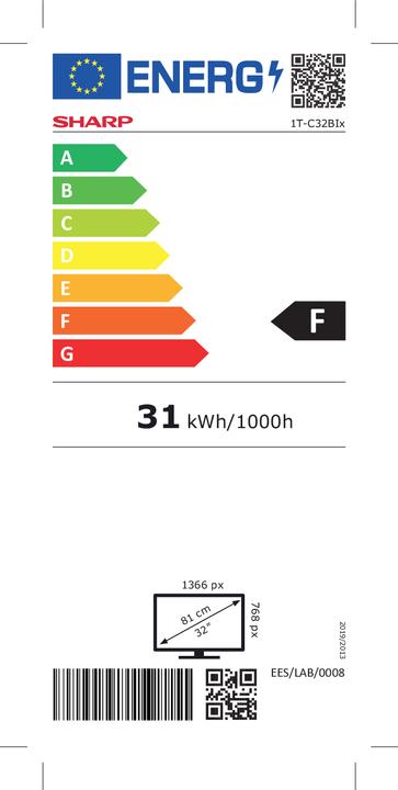 Energie-Label Sharp 32BI3EA (32 Zoll) HD Smart-TV WLAN (32", LED, HD)