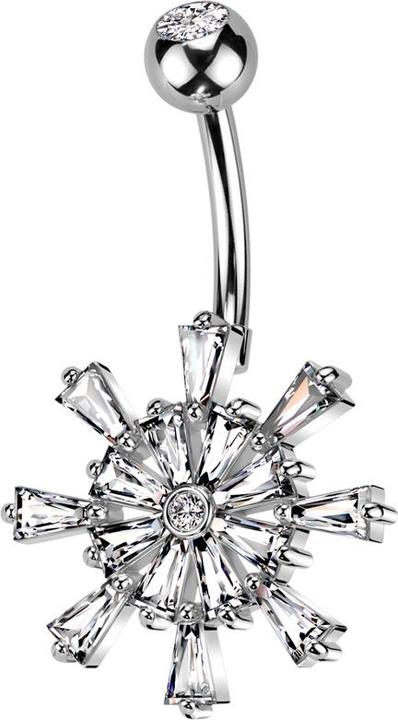 Star Piercing Banane silber mit Kugel silber Kristall silber und Schiffsrad Kristalle silber (Chirurgenstahl 316L, Messing)