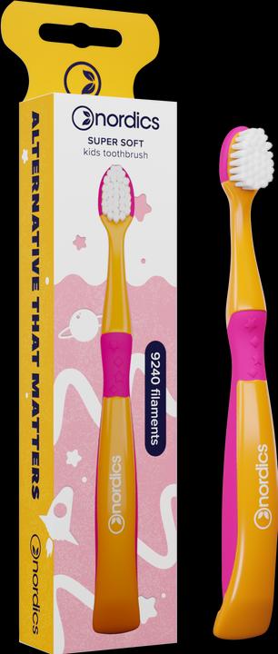 Produktbild Nordics Kinderzahnbürste 9240 Super Soft Orange - Rosa Meerjungfrau (Weich, 1 x)