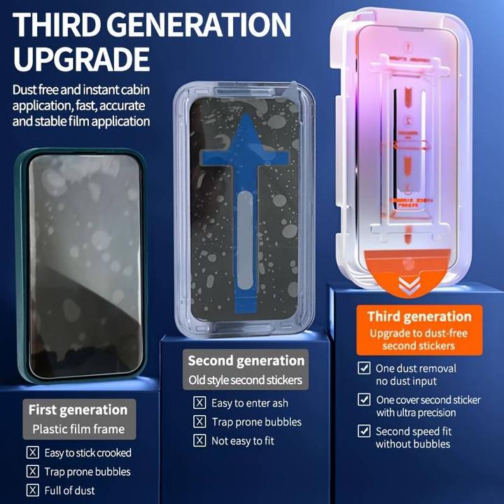 Actual product image PhoneLook 2-pack of anti-spy protective screens with automatic quick-fit set and dust protection (2 Piece, Apple iPhone 13 Pro Max)