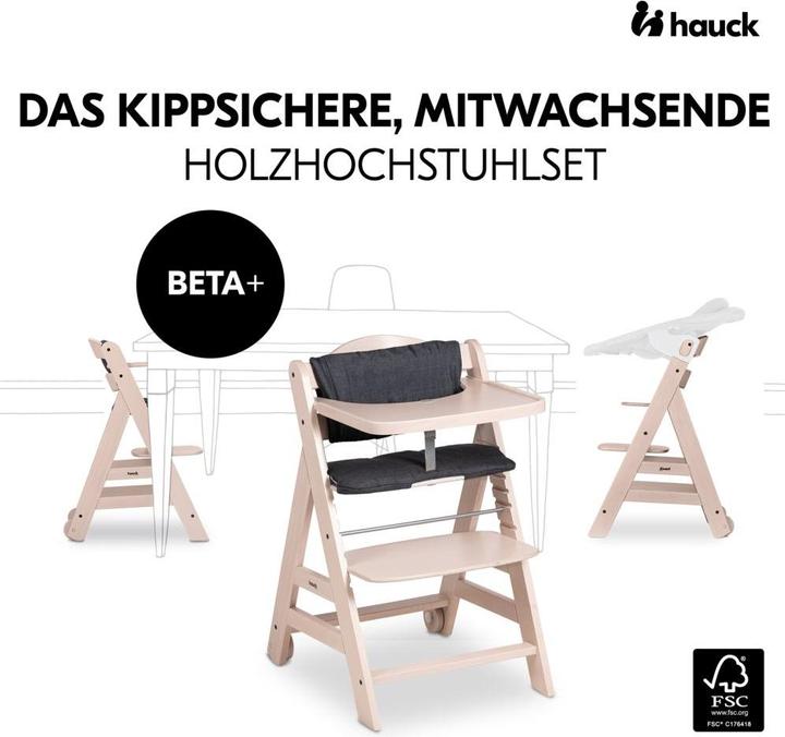 Image du produit Hauck Chaise haute Beta Plus Whitewashed 5-pièces Newborn Set - Chaise haute (Chaise haute)