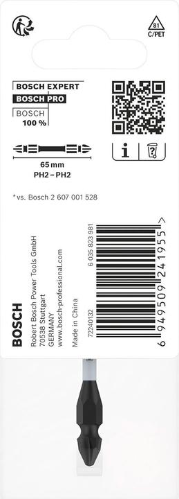 Produktbild Bosch Professional Zubehör PRO Impact Schrauberbit mit Doppelklingen und Pick and Click-Einsätzen, PH2, 65 mm (PH2)