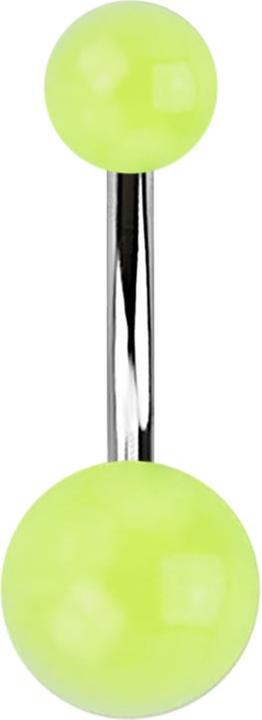Star Piercing Banane silber mit zwei Kugeln zweifarbig gelb "Glow" (ohne Messing, Acryl, Chirurgenstahl 316L)