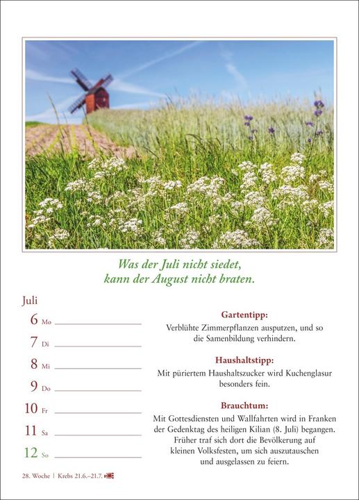 Produktbild Harenberg Bauernweisheiten Wochenkalender 2026 - Bauernregeln, Brauchtum, Gartentipps, Haushalt (A5, Harter Einband, Deutsch)