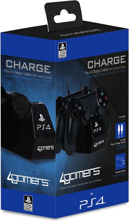 Produktbild 4Gamers Dual Play & Charge Kabel mit Desktop Stand (PS4)