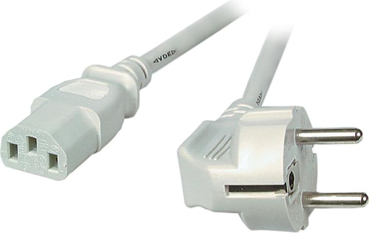 Actual product image EFB Elektronik Mains cable CEE 7/7 90°-C13 180° grey, 2.5 m, 3 x 1.00 mm², 10 A / 250 VDE testedG (2.50 m)