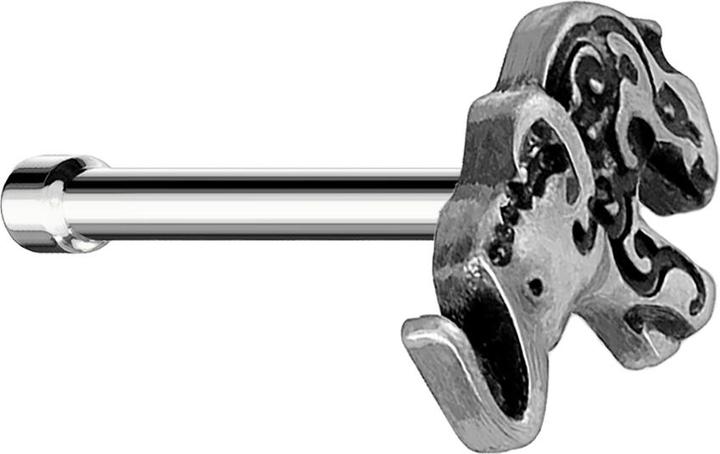 Star Piercing Nasenstecker gerade silber Elefant (Messing, Chirurgenstahl 316L)