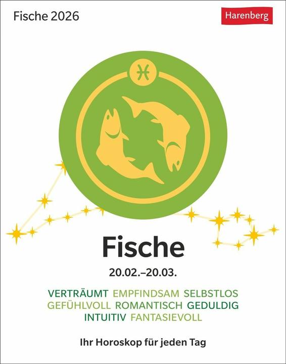 Produktbild Harenberg Fische Sternzeichenkalender 2026 - Tagesabreisskalender - Ihr Horoskop für jeden Tag (Harter Einband, Deutsch)