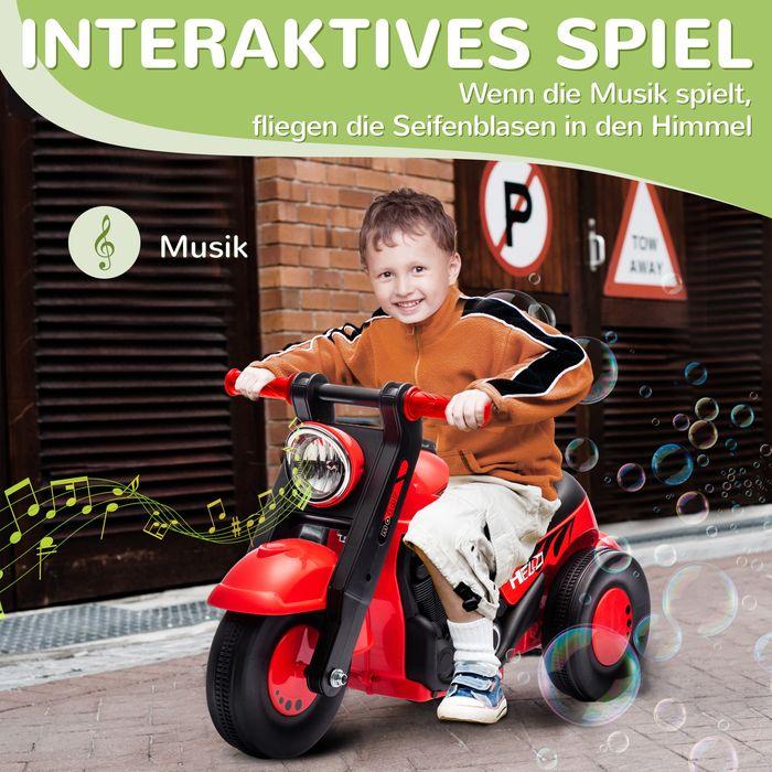 Produktbild Swisshandel24 Kinder Motorrad Rutschauto mit Musik, 1,5V, mit Seifenblasen, 2-5 Jahre, rot