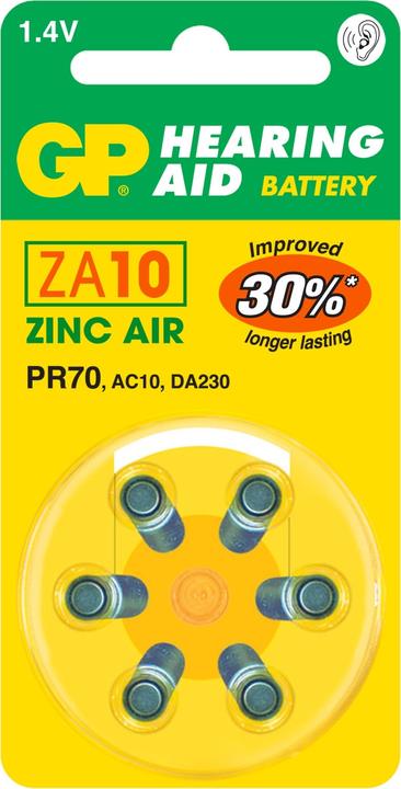 Image du produit GP Batteries GP Knopfzelle ZA10, 1.4V, 6 Stk. (6 pcs, PR70, 90 mAh)