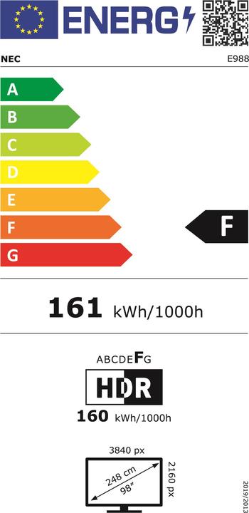 Energie-Label NEC E988 98IN E SERIES LARGE ORMAT (3840 x 2160 Pixel, 98")