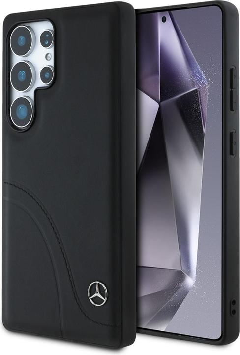Actual product image Mercedes Leather Curved Stitches Case for Samsung Galaxy S25 Ultra - Black (Samsung Galaxy S25 Ultra)