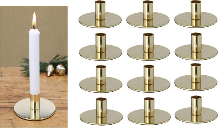 Produktbild Novaliv 12x Stabkerzenhalter Adventskranz GOLD 10x5cm Tafelkerzenhalter modern scandic chic (10 x 5 cm)