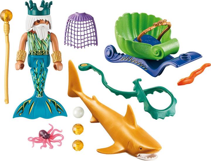 Immagine prodotto Playmobil Re del mare con il trasporto degli squali (70097)