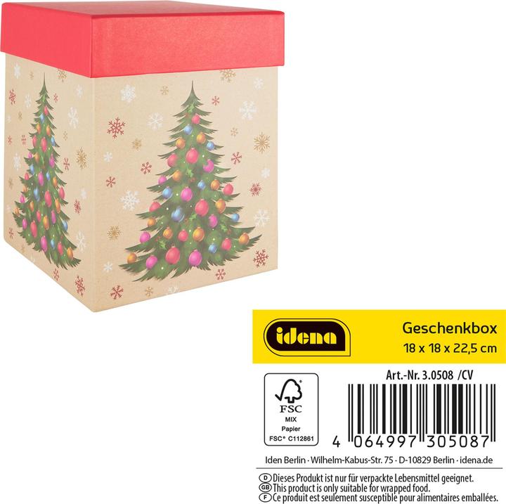 Image du produit Idena Boîte cadeau Noël sapin multicolore 18x18x22,5cm (Coffret cadeau)