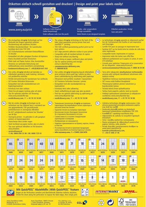 Actual product image Avery Universal Labels