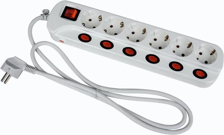 Produktbild Heitronic 45191 Steckdosenleiste mit Schalter 6fach Weiss Schutzkontakt 1 St. (6 x, CEE 7/3, 1.50 m)