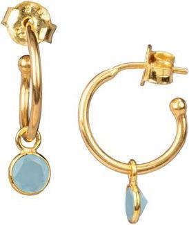 Produktbild Protsaah Hoop with Round Stone Drop Earrings Gold (recyceltes Material, Sterling Silber)