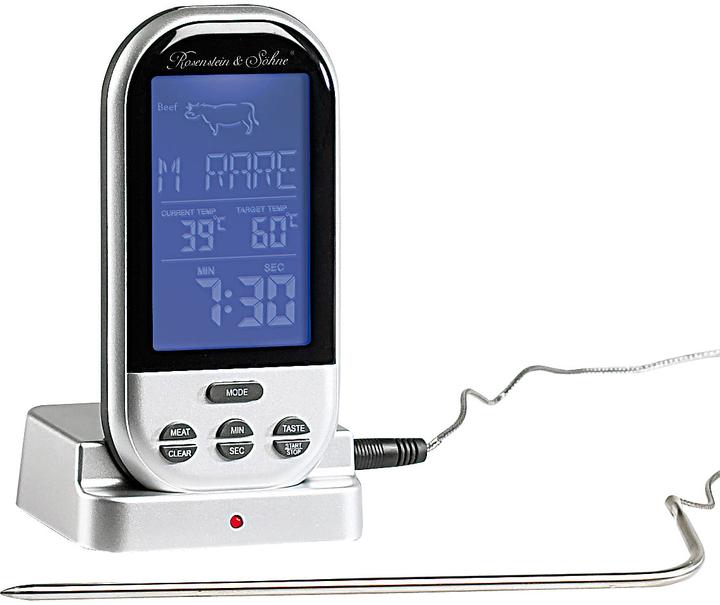 Rosenstein & Söhne Funk-Brat-/Grillthermometer mit externem Display