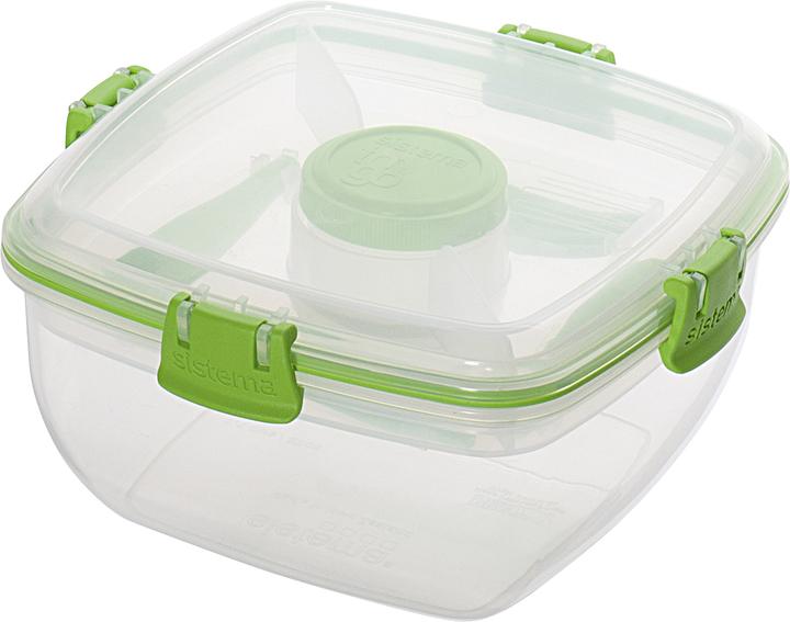 Actual product image Sistema Salad box to go with cutlery 1,1 l 16,5x16,5x8,5cm assorted colors