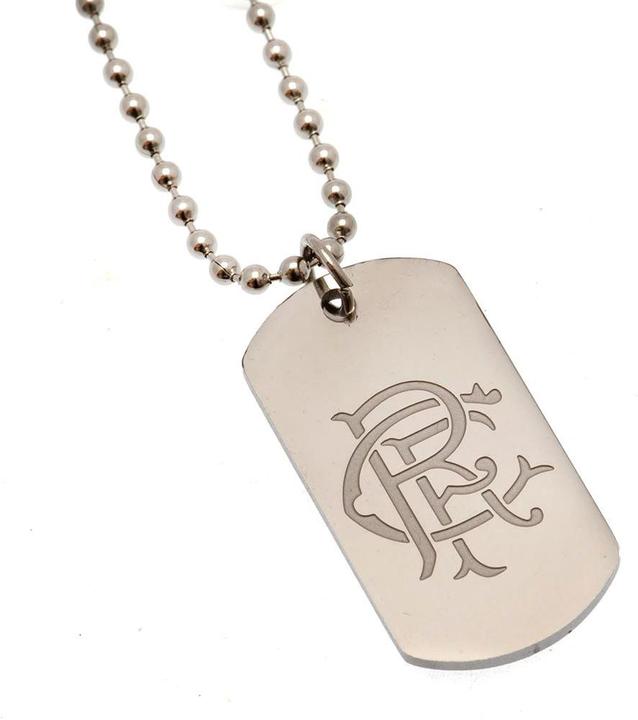 Rangers FC Graviert Erkennungsmarke Und Kette Edelstahl (100% synthetisches Material)