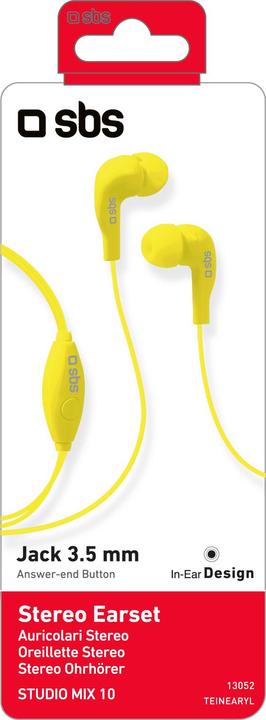 Immagine prodotto SBS Cuffie con cavo, stereo in-ear Studio Mix 10, spina jack 3,5 mm con microfono e pulsante per G (Cablato)