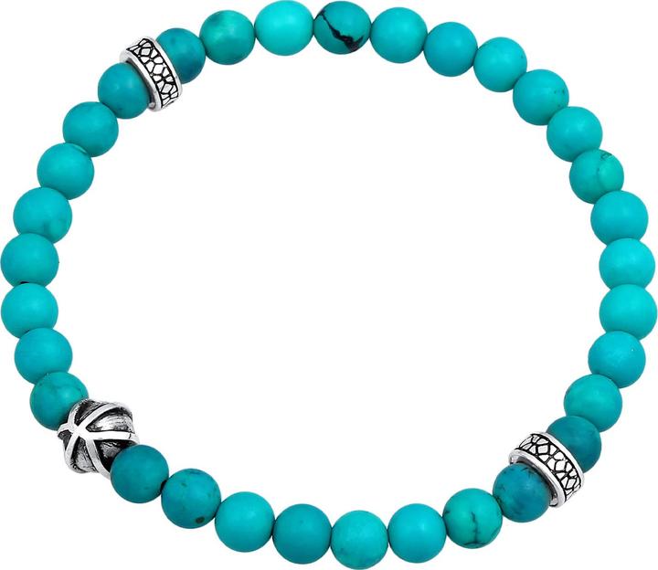 Kuzzoi Armband Herren Perlenarmband Howlith Türkis 925er Silber (19 cm, 925er Sterling Silber, Plastik, Howlith)