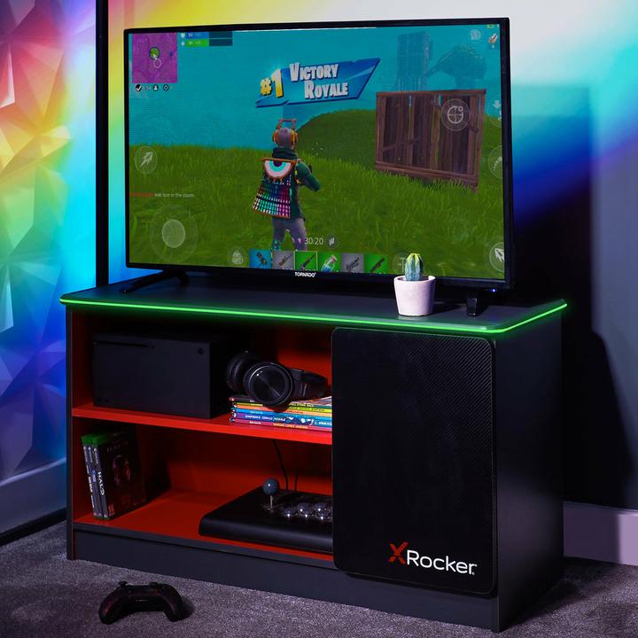 Image du produit X Rocker Carbon-Tek Gaming TV Board avec éclairage LED - gris/rouge