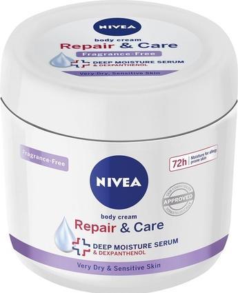 NIVEA Body Repair & Care Cream 400ml Tiegel Sensitive Feuchtigkeitscreme mit Deep Moisture Serum (Körpercreme, 400 ml)
