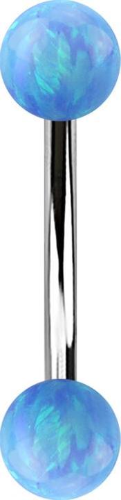Produktbild Star Piercing Banane silber mit zwei Kugeln Opal hellblau (ohne Messing, Chirurgenstahl 316L)