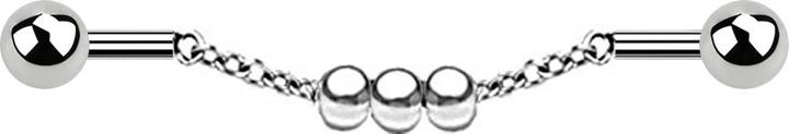 Star Piercing Barbell silber zwei Kugeln Kette drei Kugeln (ohne Messing, Chirurgenstahl 316L)