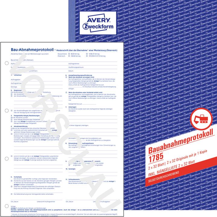 Produktbild Avery Bauabnahmeprotokoll (2 x)