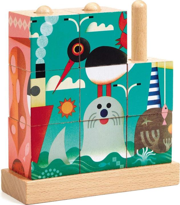 Immagine prodotto Djeco Cubo di legno Puzzle-Up Sea (9 pezzi)