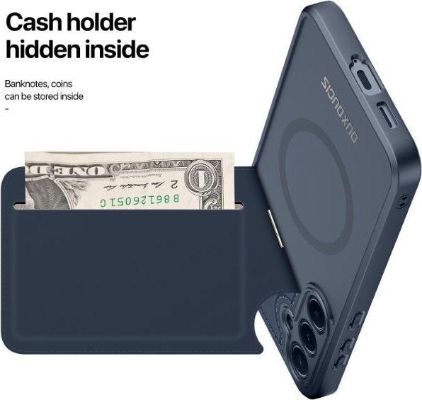 Actual product image Dux Ducis Samsung Galaxy S25 Magnetic Wallet Case with Stand - Blue (Samsung Galaxy S25)