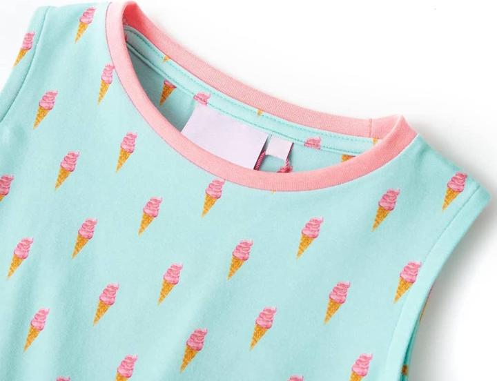 Produktbild VidaXL Kinderkleid mit Kordelzug Helles Minzgrün 140,Material (140)
