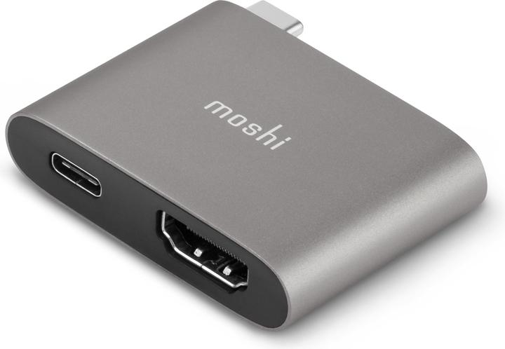 Actual product image Moshi Compact USB-C to HDMI Adapter with HDR and USB PD Pass-through Charging - Titanium Gray (0.14 m, HDMI)
