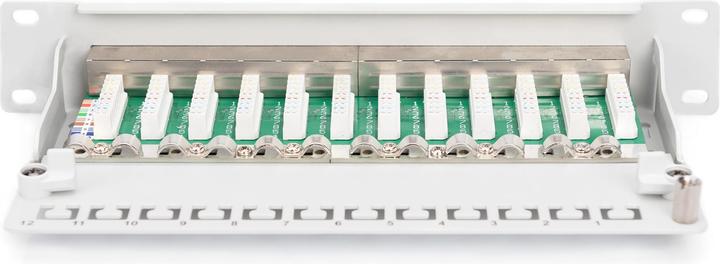 Produktbild Digitus CAT 5e Klasse D Patch Panel geschirmt 12-Port RJ45 8P8C LSA 1HE 25,4cm 10Zoll Rack Mount Farbe Gr...
