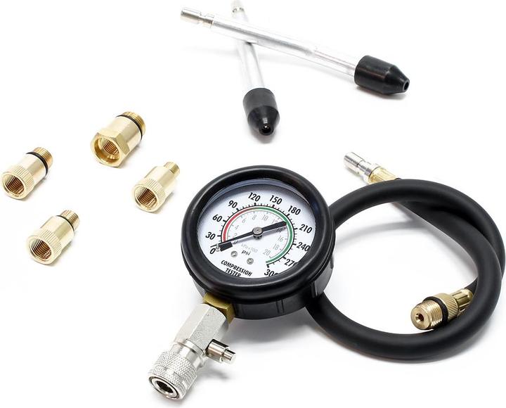 Immagine prodotto Wiltec Misuratore di compressione 0-20 bar per motori a benzina di auto/camion Set di misuratori da 9 pezzi