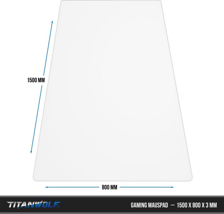 Actual product image Titanwolf Gaming mouse pad, XXXL speed gaming mouse mat, mouse pad extra large surface of 1500 x 800mm, white (XXL)