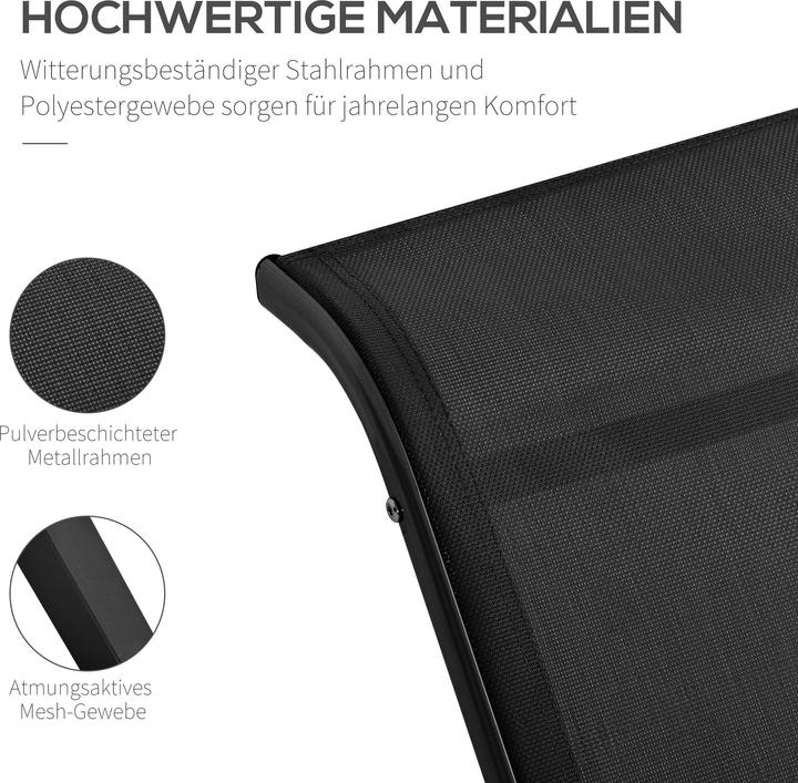Produktbild Outsunny 2er Set Gartenliegen mit Tisch (169 cm)