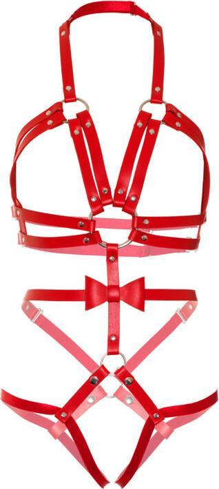 Actual product image Leg Avenue Kink Attached O-Ring Belt Teddy Size M - Red (M)